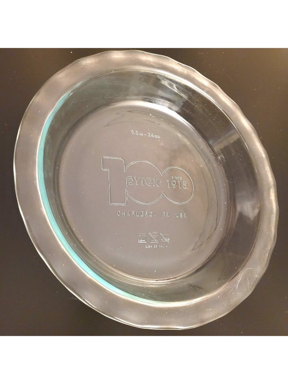 Pyrex 100-Year Anniversary Glass Pie Plate 9.5-in Deep Clear Bakeware USA-Made
